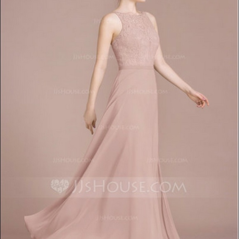 Bridesmaid Dress: Floor-Length Chiffon Lace